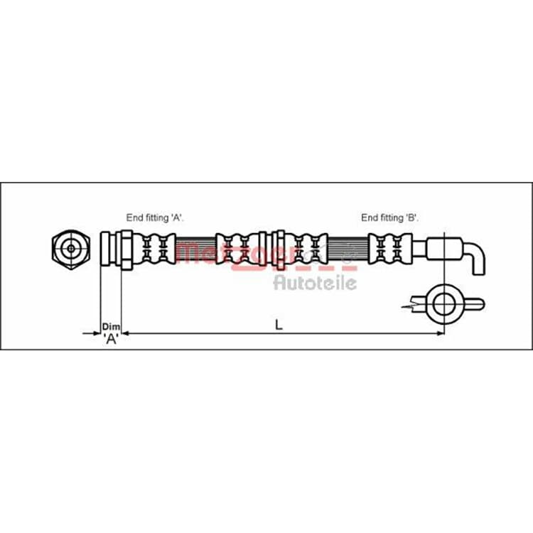 Metzger Bremsschlauch vorne Mazda 323 626 MX3 MX6 von METZGER