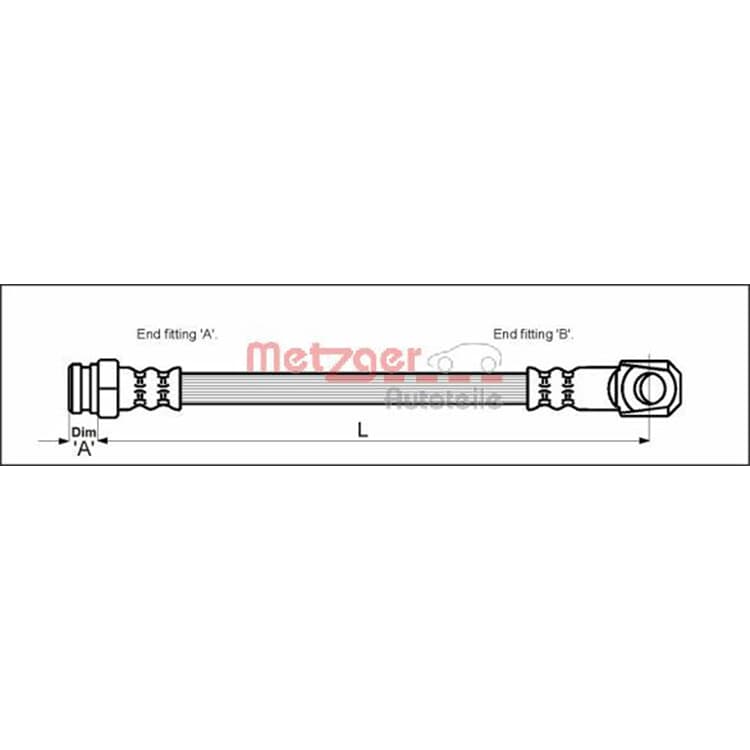 Metzger Bremsschlauch vorne Mercedes 100 Bus Kasten von METZGER