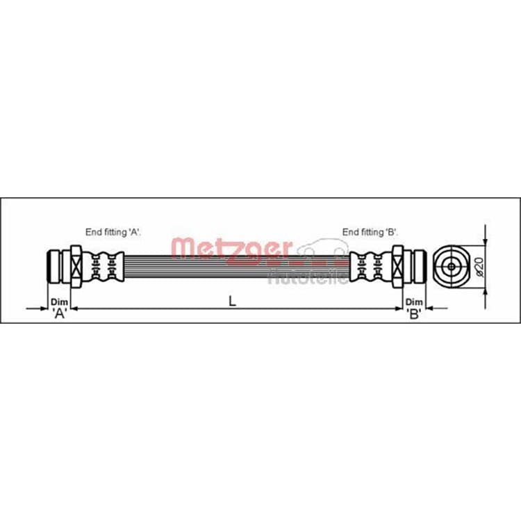 Metzger Bremsschlauch vorne Mitsubishi L300 Pajero I Canvas Top von METZGER