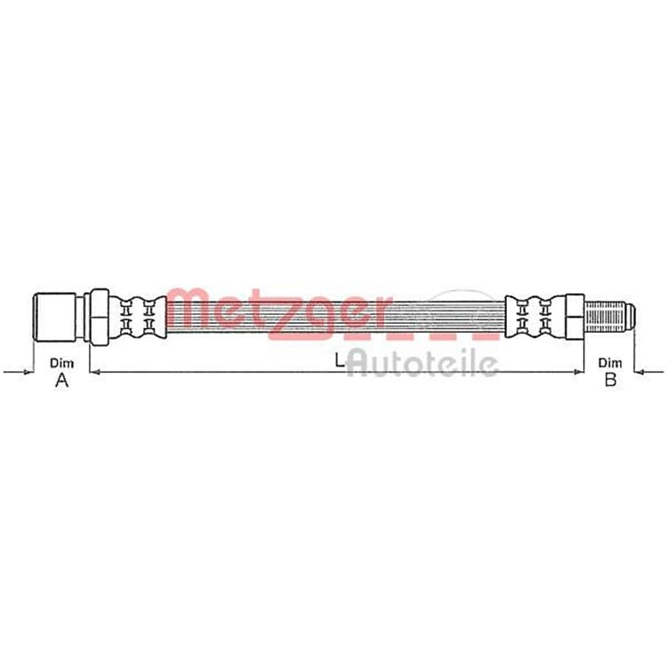 Metzger Bremsschlauch vorne Saab 9000 von METZGER