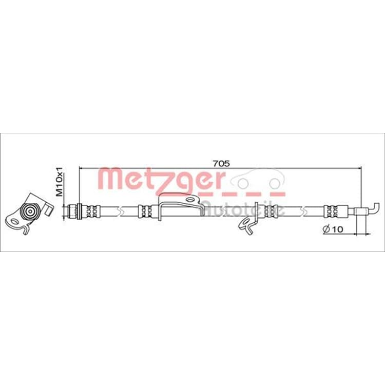 Metzger Bremsschlauch vorne links Lexus Nx Toyota Rav 4 von METZGER