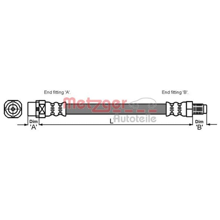 Metzger Bremsschlauch vorne rechts BMW X5 E53 von METZGER