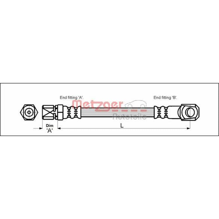 Metzger Bremsschlauch vorne rechts Fiat 127 128 131 Panda Ritmo A Beta von METZGER