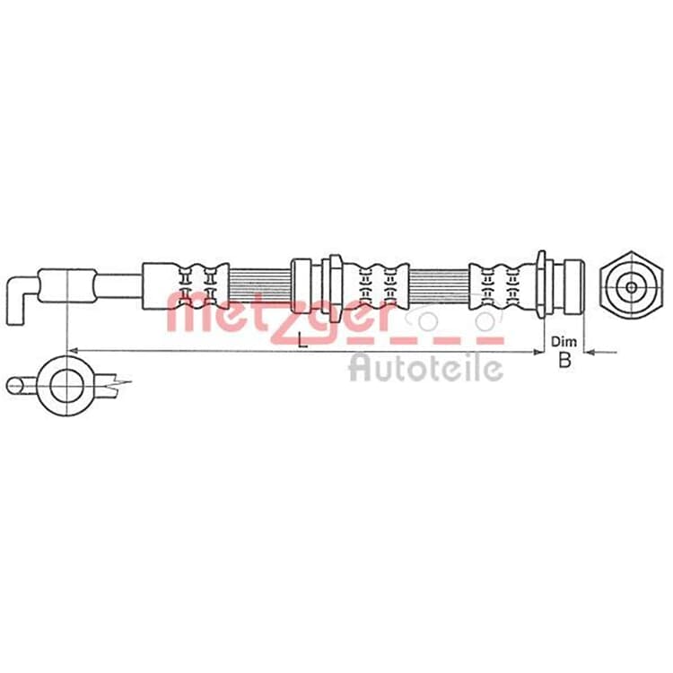 Metzger Bremsschlauch vorne rechts Mazda 626 Xedos von METZGER