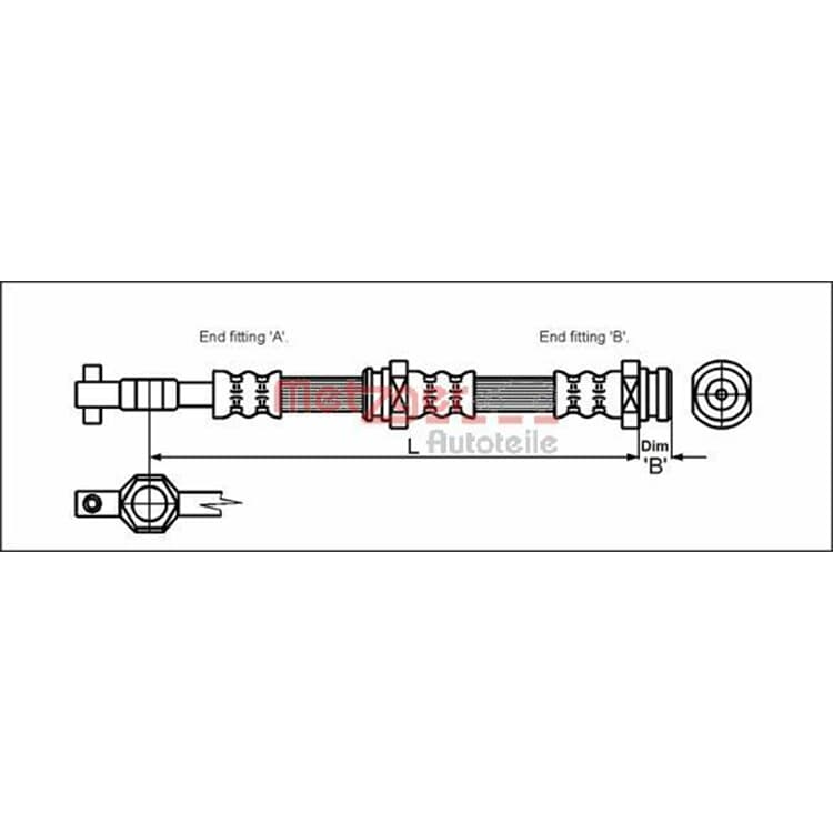 Metzger Bremsschlauch vorne rechts Mazda 626 von METZGER