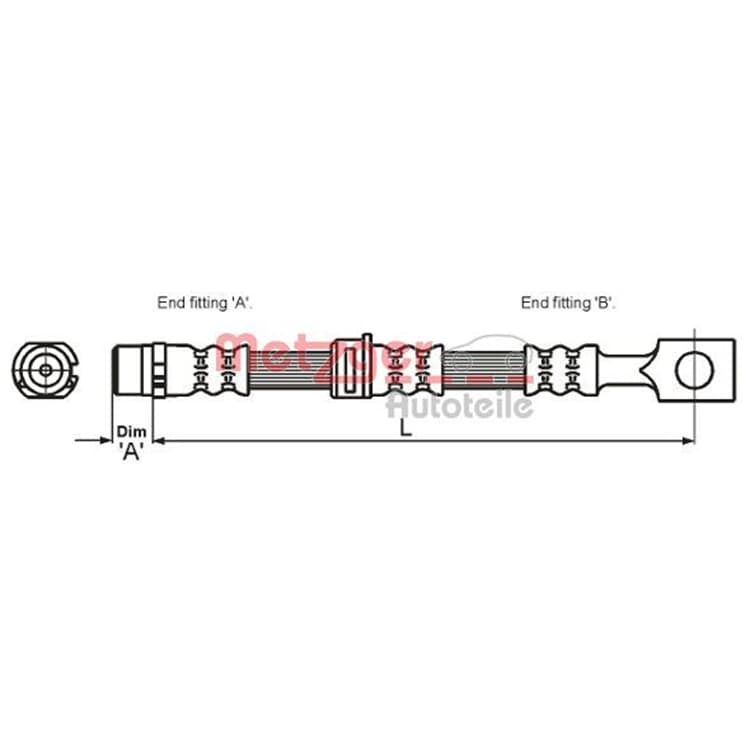 Metzger Bremsschlauch vorne rechts Opel Astra Meriva Zafira von METZGER