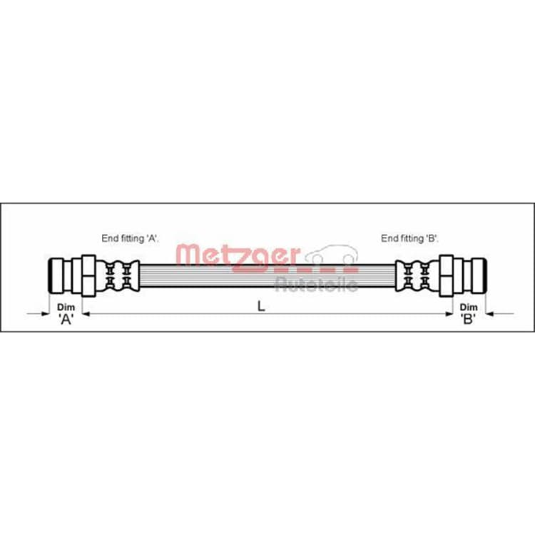 Metzger Bremsschlauch vorne rechts Porsche 914 VW Kaefer Lt Transporter von METZGER