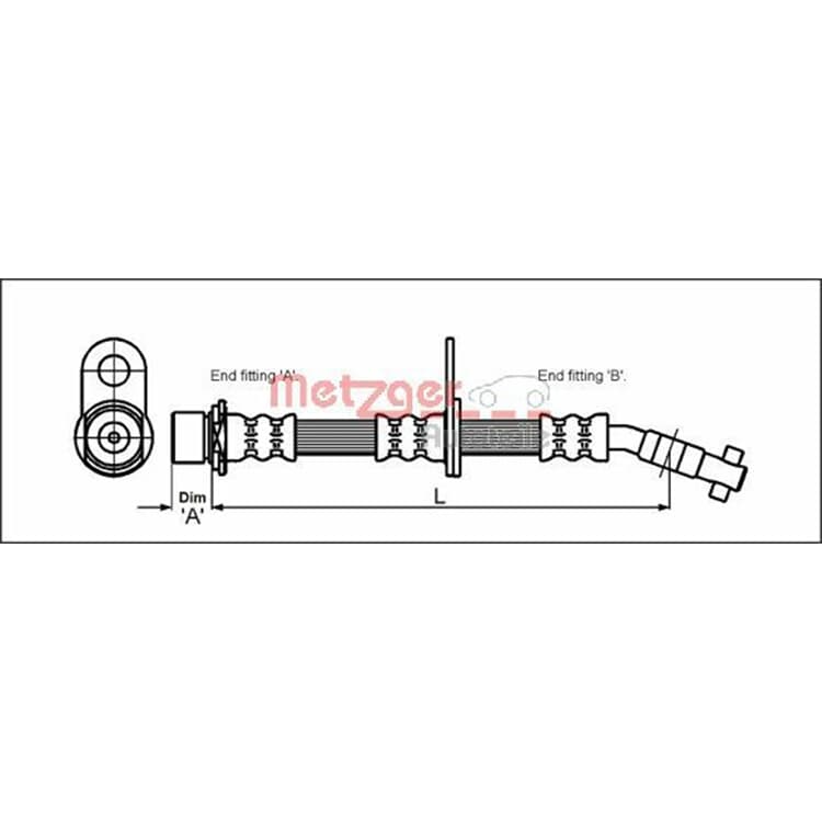 Metzger Bremsschlauch vorne rechts Toyota Avensis T22 von METZGER