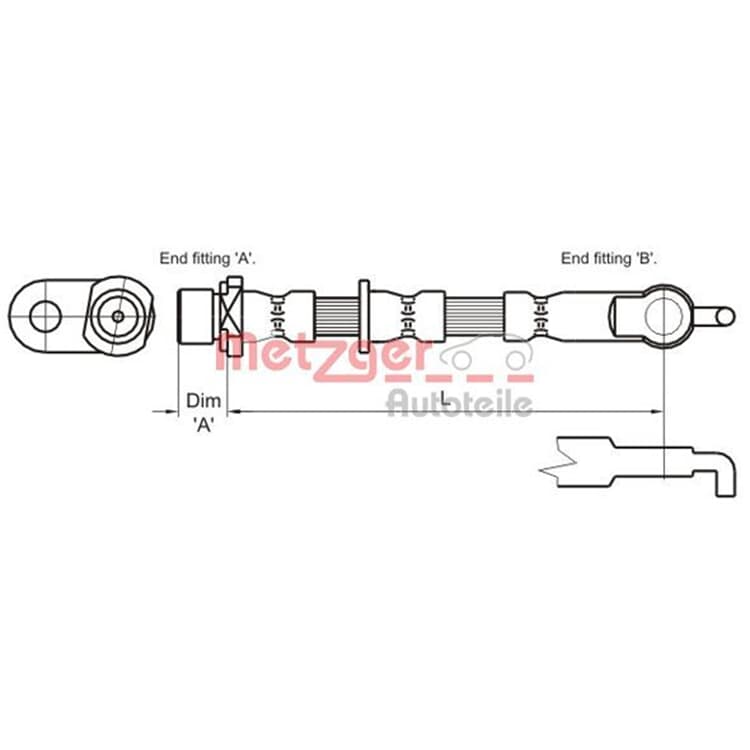 Metzger Bremsschlauch vorne rechts Toyota Yaris P1 von METZGER