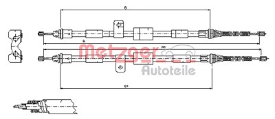 Metzger Handbremsseil Trommelbremse Hinterachse [Hersteller-Nr. 11.5456] für Ford, Mazda von METZGER