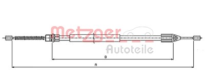 Metzger Handbremsseil hinten, beidseitig passend, 1435 mm [Hersteller-Nr. 10.6542] für Renault von METZGER