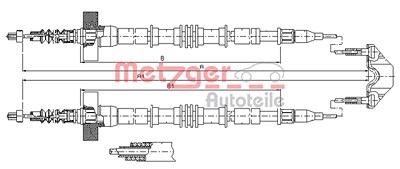 Metzger Handbremsseil hinten links + rechts [Hersteller-Nr. 11.5861] für Opel von METZGER