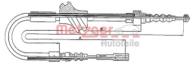 Metzger Handbremsseil hinten links [Hersteller-Nr. 10.7541] für Audi von METZGER