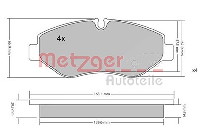 Metzger Satz Bremsbeläge Vorderachse SYSTEM BREMBO [Hersteller-Nr. 1170040] für Mercedes-Benz, VW von METZGER