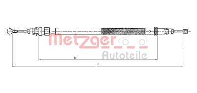 Metzger Seilzug, Feststellbremse [Hersteller-Nr. 12.0744] für Citroën, Lancia, Peugeot von METZGER