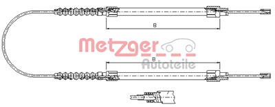 Metzger Seilzug, Feststellbremse [Hersteller-Nr. 1171.8] für Citroën, Fiat, Peugeot von METZGER