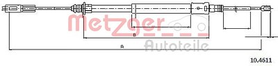 Metzger Seilzug, Feststellbremse [Hersteller-Nr. 10.4611] für Citroën von METZGER