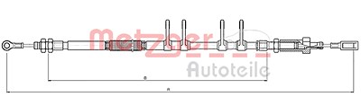 Metzger Seilzug, Feststellbremse [Hersteller-Nr. 10.4743] für Citroën, Fiat, Peugeot von METZGER