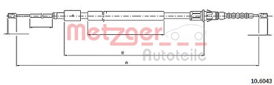 Metzger Seilzug, Feststellbremse [Hersteller-Nr. 10.6043] für Citroën, Peugeot von METZGER