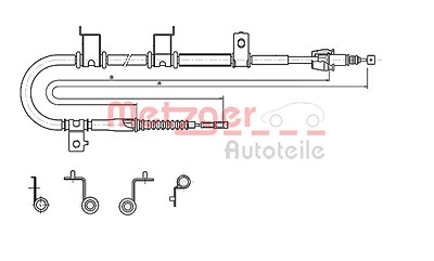 Metzger Seilzug, Feststellbremse [Hersteller-Nr. 17.2576] für Hyundai von METZGER