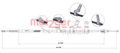 Metzger Seilzug, Feststellbremse [Hersteller-Nr. 17.6075] für Kia von METZGER