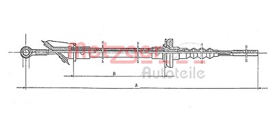 Metzger Seilzug, Kupplungsbetätigung [Hersteller-Nr. 1172.1] für Fiat, Citroën, Peugeot von METZGER