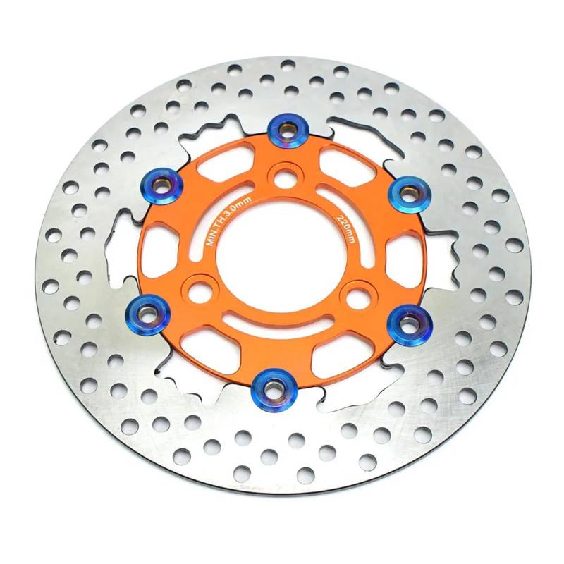 MEUIXT 220mm U/min Scheibenbremse Motorrad Vorne Hinten Rad Bremssattel Rotor Scheiben Streetbike Fahrrad Kompatibel Mit Nmax Xmax Roller Niu(Orange) von MEUIXT