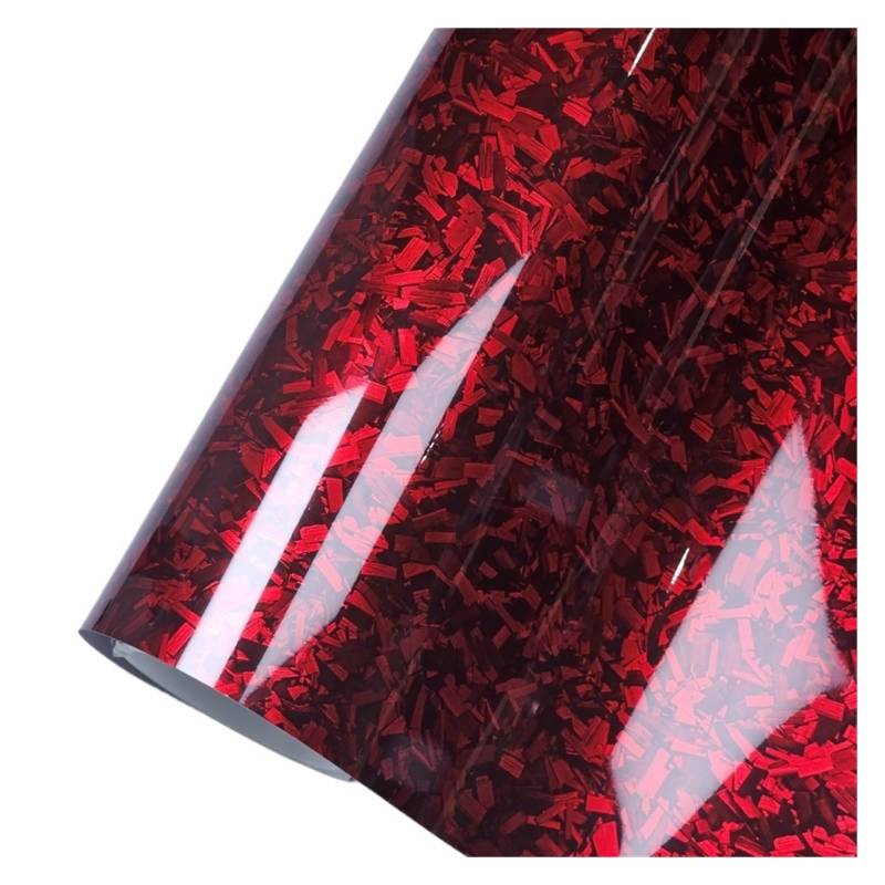 MEUIXT 50 cm * 600 cm Glänzend Lila Kristall Geschmiedete Carbon Faser Wrapping Vinyl Film Motorrad Aufkleber Aufkleber Auto Zubehör Wrap Folie(Red,20CMX152CM) von MEUIXT