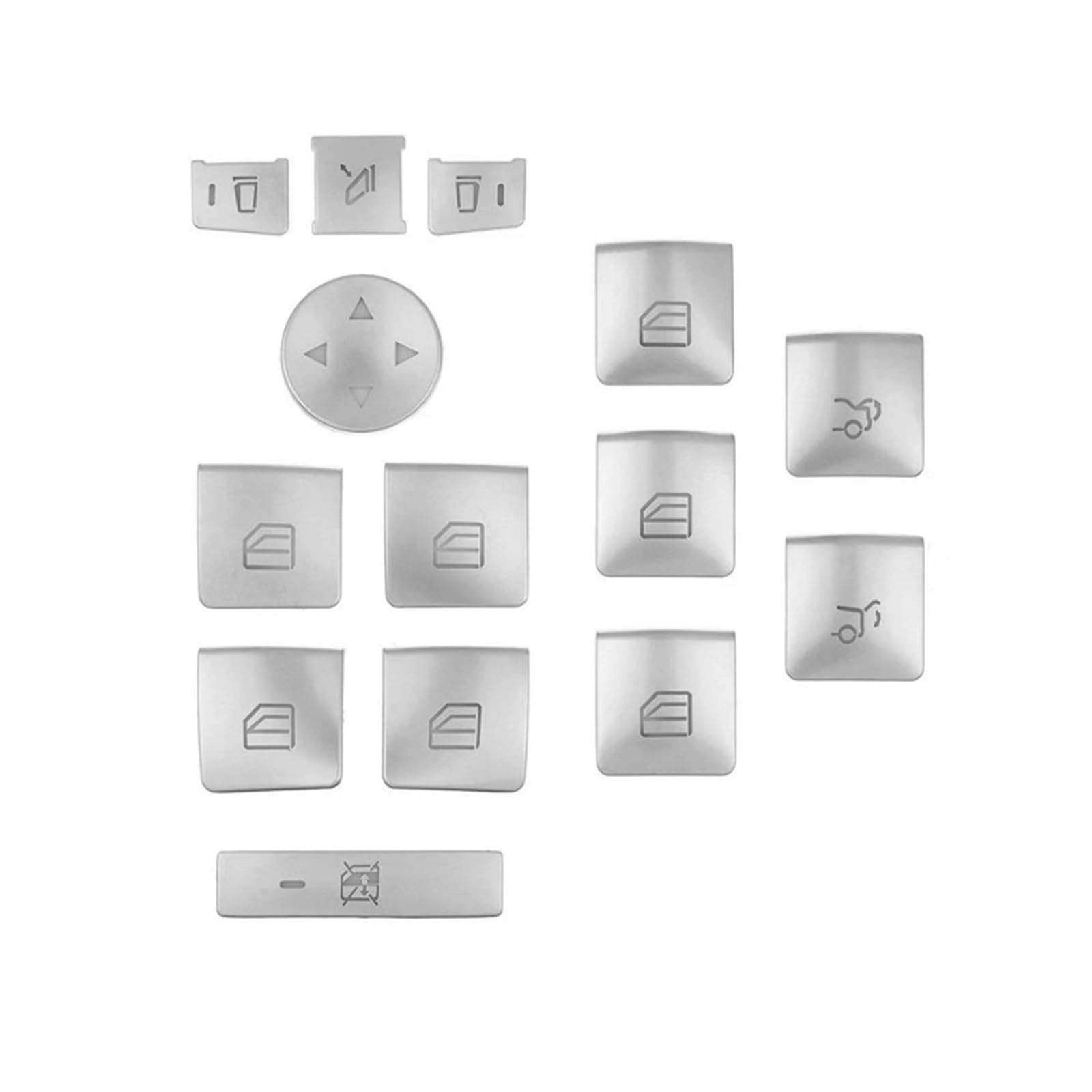 MEUIXT Auto-Fenster-Schalterknopf-Rahmenabdeckungsaufkleber, kompatibel mit ABCE GLE GLA CLA GLK A180 A250 B180 B250 E200 E350 GLE350(Silver) von MEUIXT