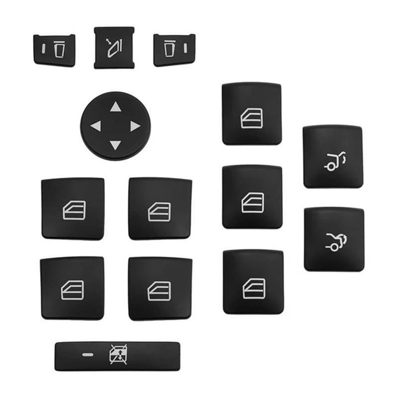 MEUIXT Auto-Lenkrad-Knopf, Tür-Entriegelungs-Memory-Knopf, Fensterheber-Knopf-Aufkleber, kompatibel mit CE-Klasse W204 W212(C Model Black) von MEUIXT