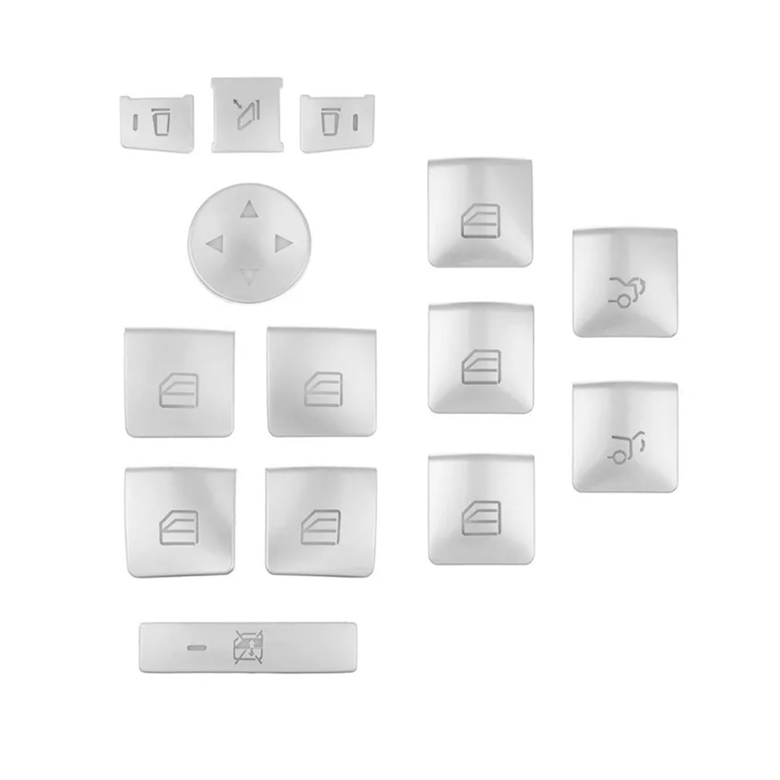 MEUIXT Auto-Lenkrad-Knopf, Tür-Entriegelungs-Memory-Knopf, Fensterheber-Knopf-Aufkleber, kompatibel mit CE-Klasse W204 W212(C Model Silver) von MEUIXT