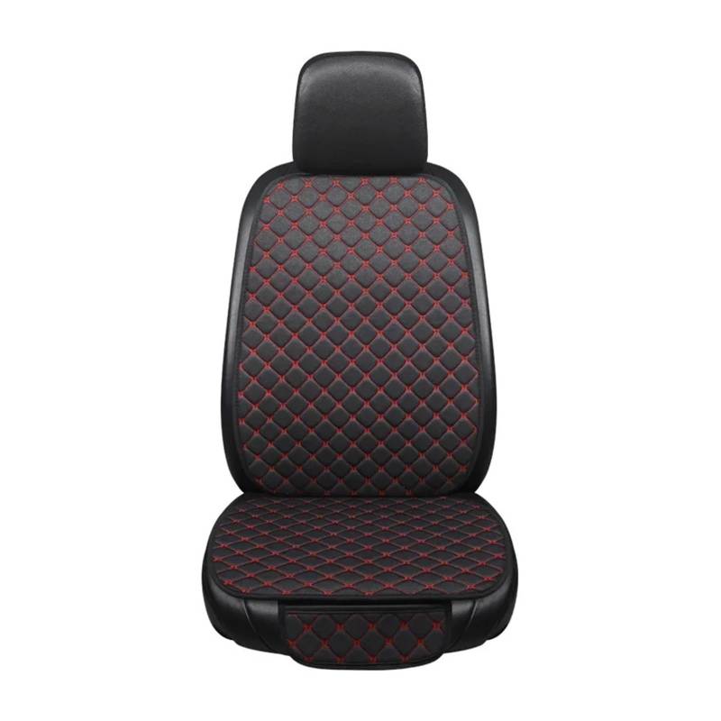 MEUIXT Universal Autositzbezug Schutz Auto Flachs Vorne Hinten Hinten Rückenlehne Leinen Sitzkissen Pad Kompatibel Mit Limousine Fließheck LKW(Black-red with backr) von MEUIXT