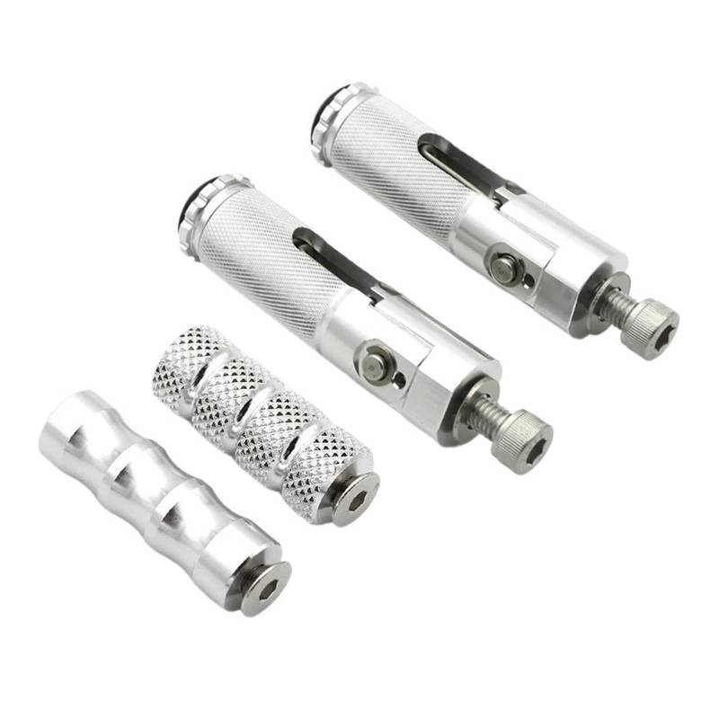 MEUIXT Universal Motorrad Klapp Fußrasten Fußrasten Fußrasten Pegs Pedale Set Motorrad Zubehör(Silver Set) von MEUIXT