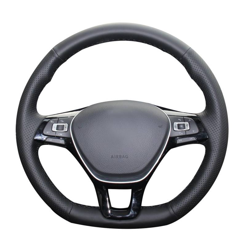 MEWANT Hand Nähen Schwarz Kunstleder Auto Lenkradbezug für Golf 7 Mk7 Neue Polo B8 Tiguan für Leather Steering Wheel von MEWANT