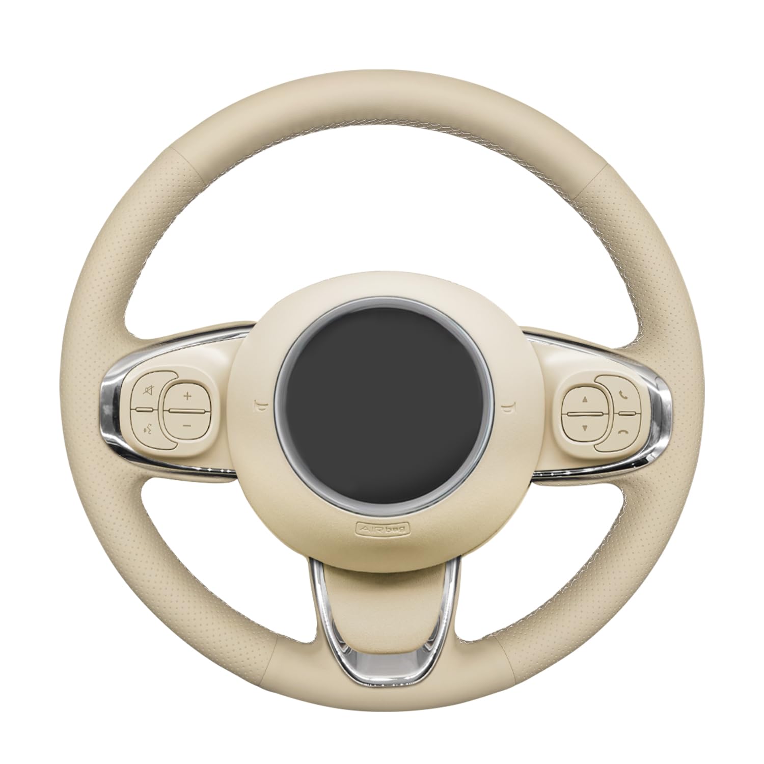 MEWANT Lenkradbezug aus echtem Leder, Beige für Fiat 500 2015-2021 / 500C 2016-2021 von MEWANT