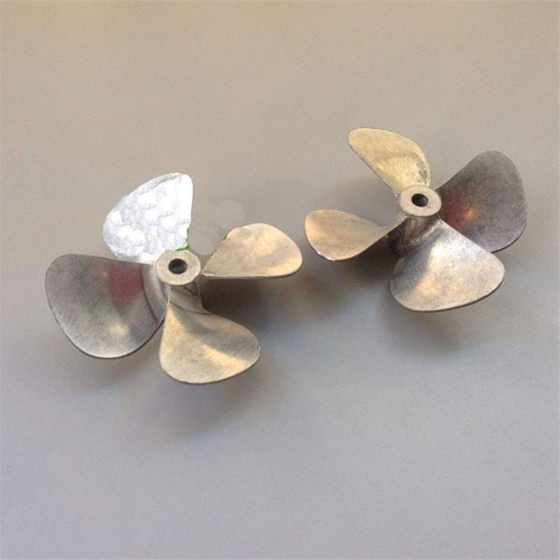 MEXWLOP 1 Paar Propeller 4 Klingen CW/CCW R/L 60 MM x 4 MM Lochdurchmesser DIY Ersatzteile, for RC ROV Unterwasserboot und Robotermodell Präzisionspropeller aus Metall von MEXWLOP