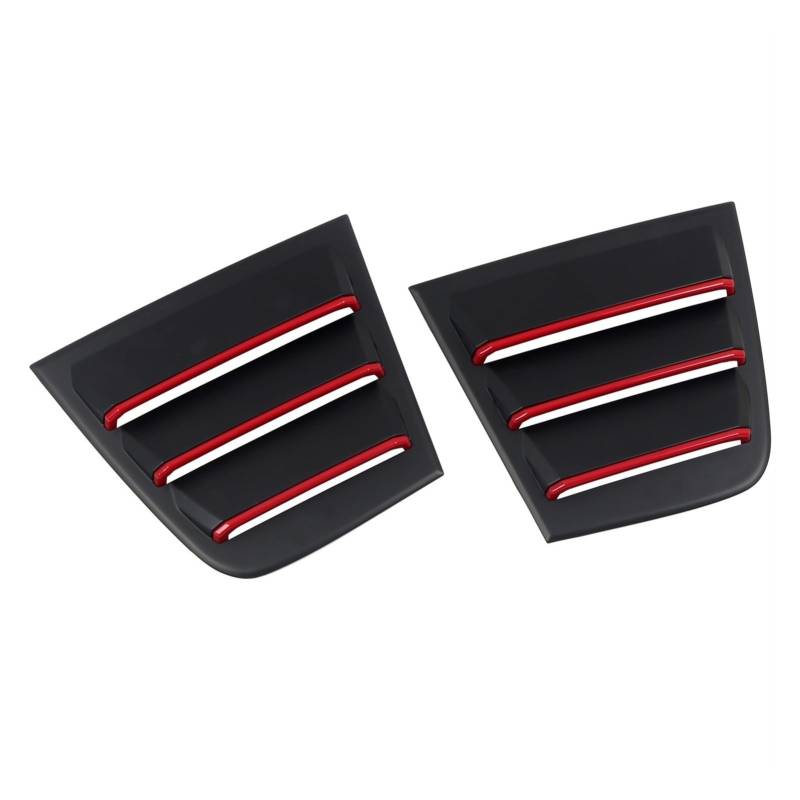 MEXWLOP 2PCS Auto Hinten Seite Fenster Lamellen Fensterläden Jalousien Abdeckung Trim, for Dodge, for Ladegerät 2011-2021 Auto Zubehör ABS Blenden für Fensterläden und Jalousien(Black with Red) von MEXWLOP