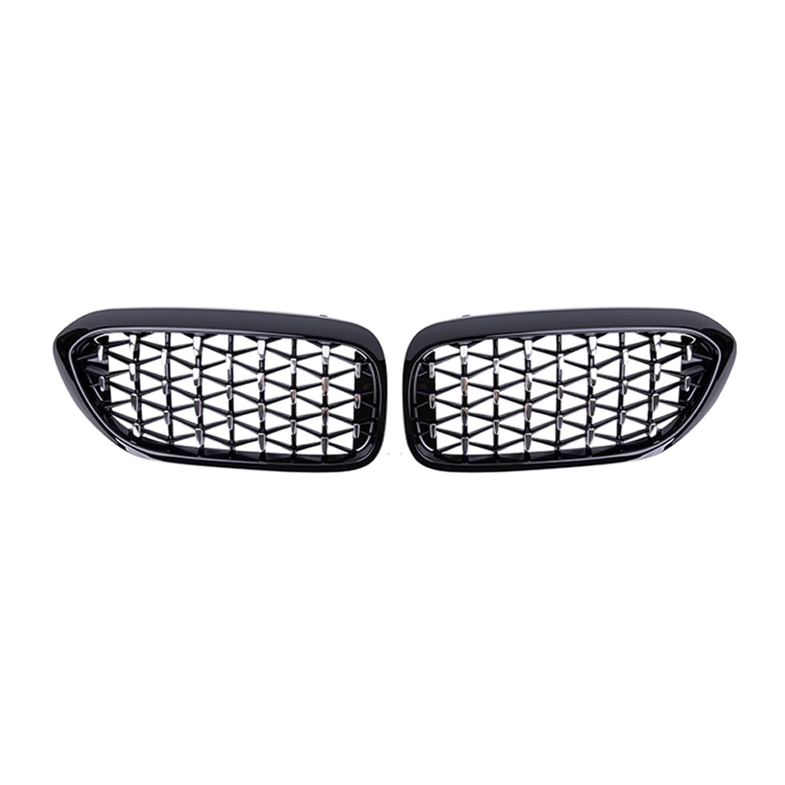 MEXWLOP 2PCS Car Racing Grill Meteor Diamond Star Style Frontgrill Stoßstange, for, for 5er G30 G31 G38 520i 530i 540i 2018 2019 Auto-Frontgrill(Black Silver) von MEXWLOP