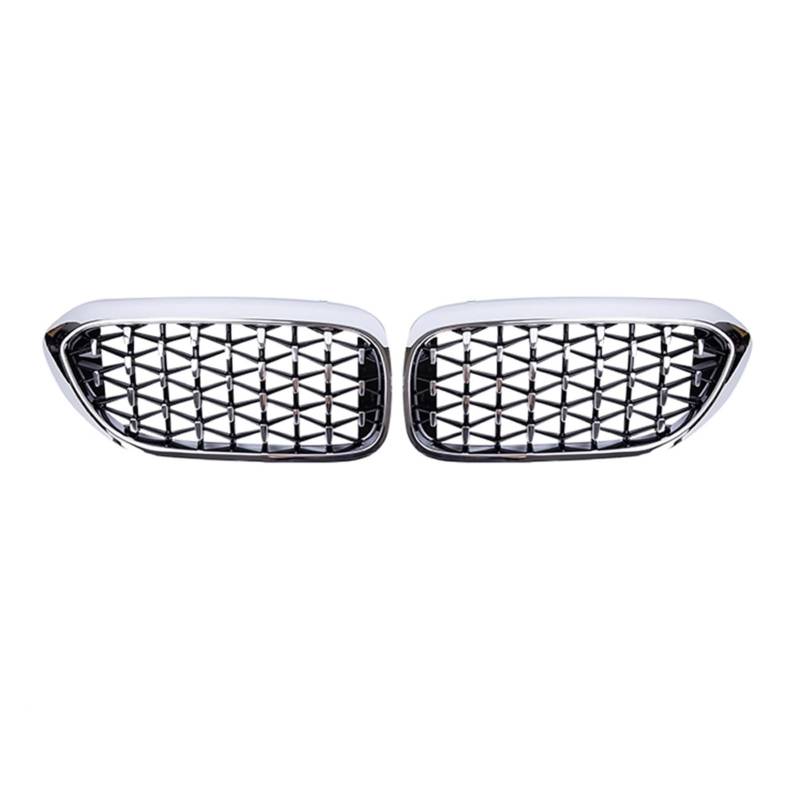 MEXWLOP 2PCS Car Racing Grill Meteor Diamond Star Style Frontgrill Stoßstange, for, for 5er G30 G31 G38 520i 530i 540i 2018 2019 Auto-Frontgrill(Full Silver) von MEXWLOP