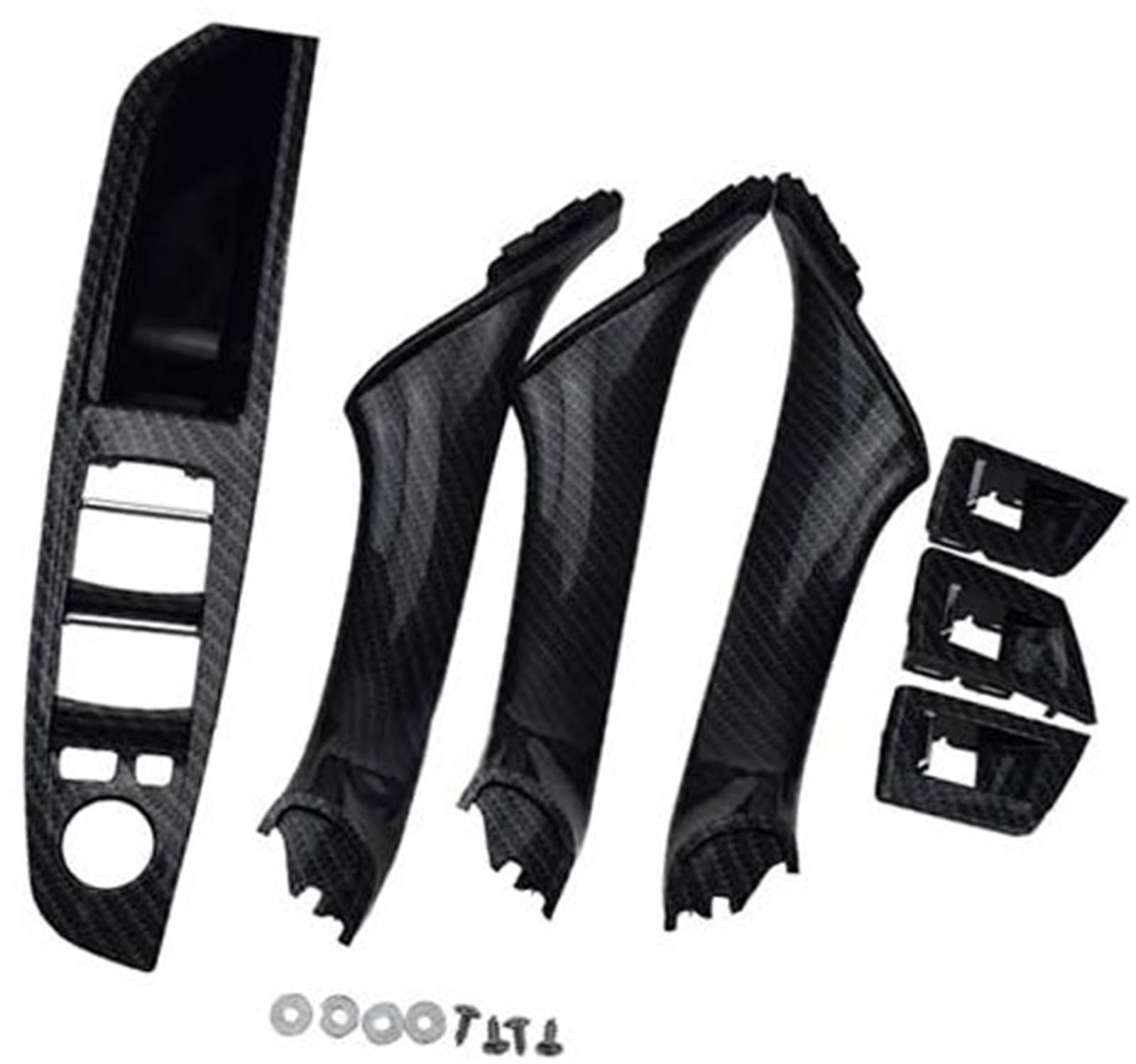 MEXWLOP Auto 7PCS Innentürgriff Innenverkleidung Pull Trim Cover Armlehne for 5er F10 F11 520 525 Linkslenker 51417225873 Autotürgriffabdeckung(Carbon Fiber Pattern) von MEXWLOP