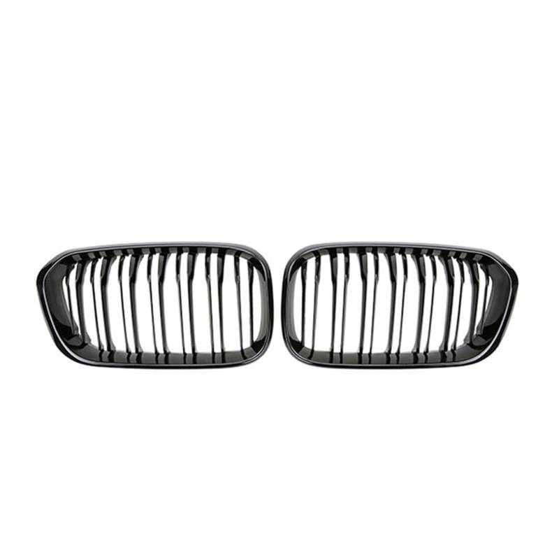 MEXWLOP Auto-Frontstoßstangengitter, Renngrill, for, for 1er F20 F21 LCI 120i 2015 2016 2017, Doppellamellen-Ersatzgitter Auto-Frontgrill(Glossy Black) von MEXWLOP