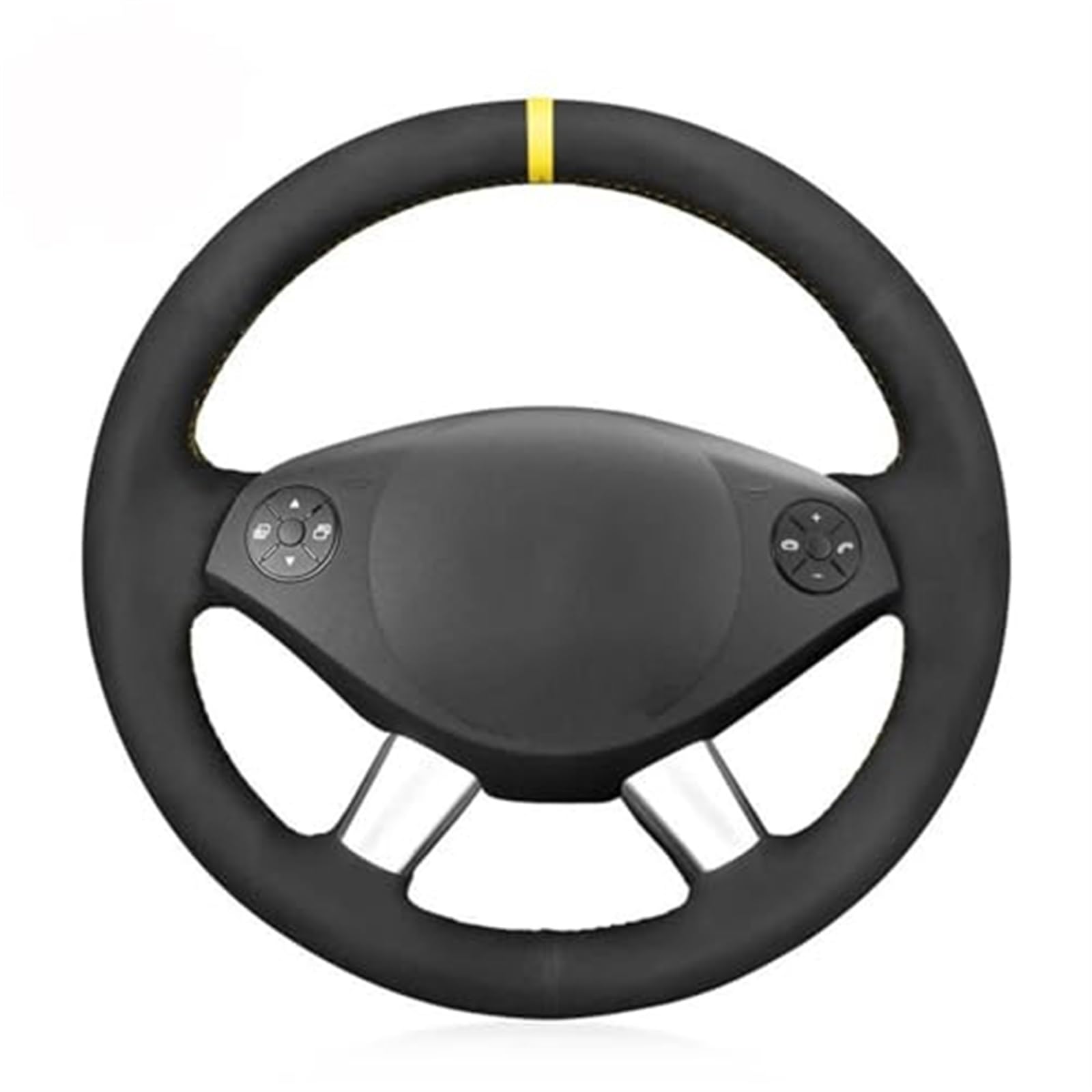 MEXWLOP Auto-Lenkradabdeckung, for Mercedes-Benz, for W639, for Viano 2010–2015, for Vito, Valente 2012–2015, gelbe Markierung Auto-Lenkradabdeckung(Black Yellow Thread) von MEXWLOP