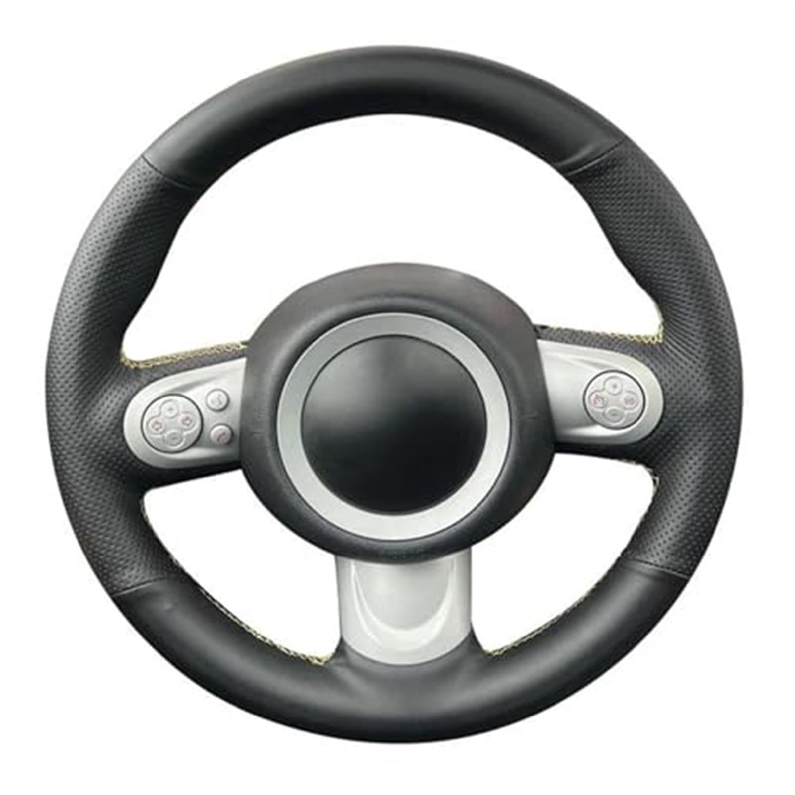 MEXWLOP Auto-Lenkradbezug, for Mini, for Cooper, Autozubehör, rutschfestes Kunstleder-Lenkradgeflecht Auto-Lenkradabdeckung(Black Black Thread) von MEXWLOP