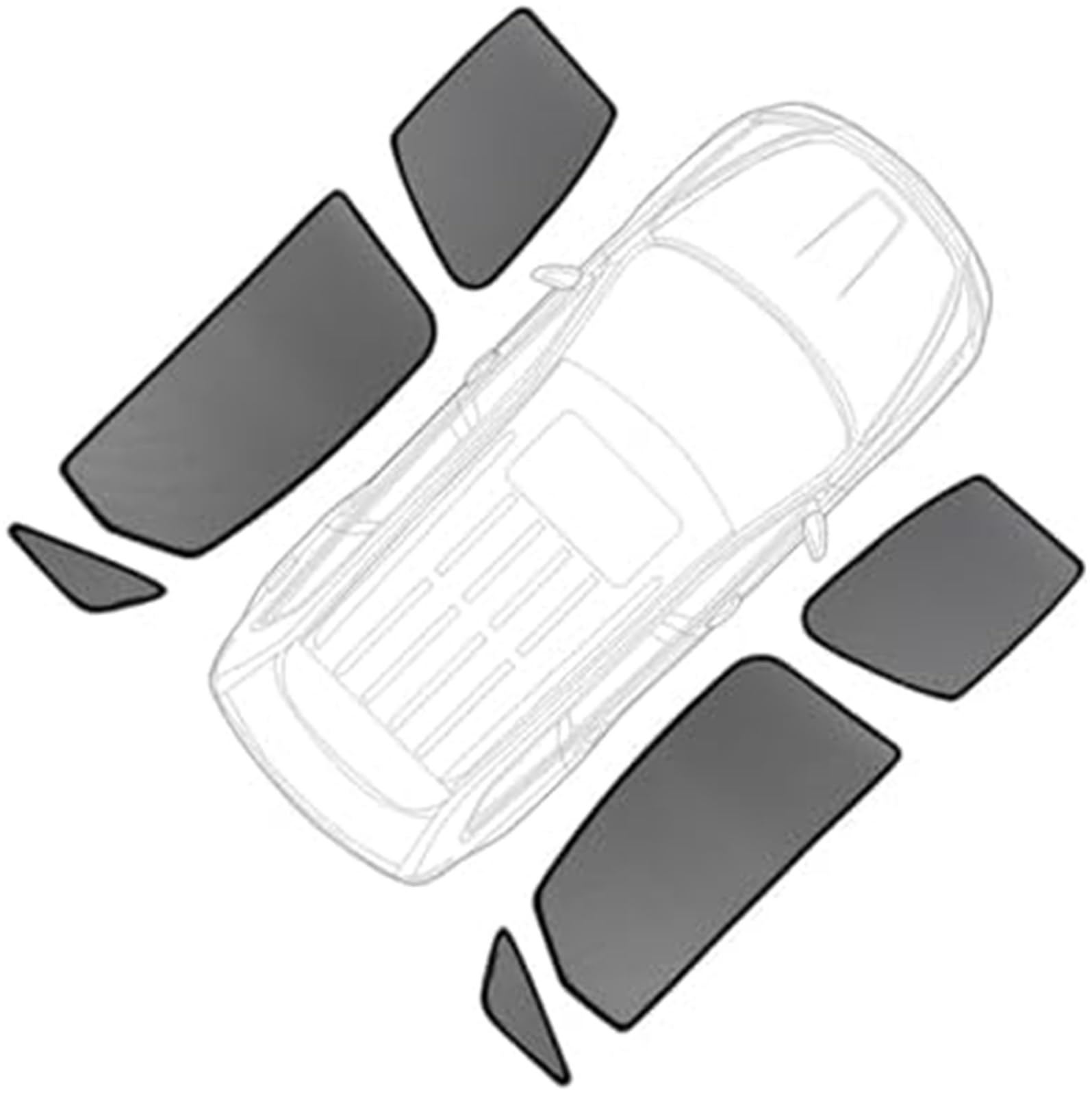 MEXWLOP Auto-Sonnenschutz, magnetisch, for BYD, Atto 3, Atto3 2024, 2023, 2022, 2021, for die Windschutzscheibe (3-teilige Heckscheibe) Sonnenschutz für Autos(Black 6PCS Side Windows) von MEXWLOP