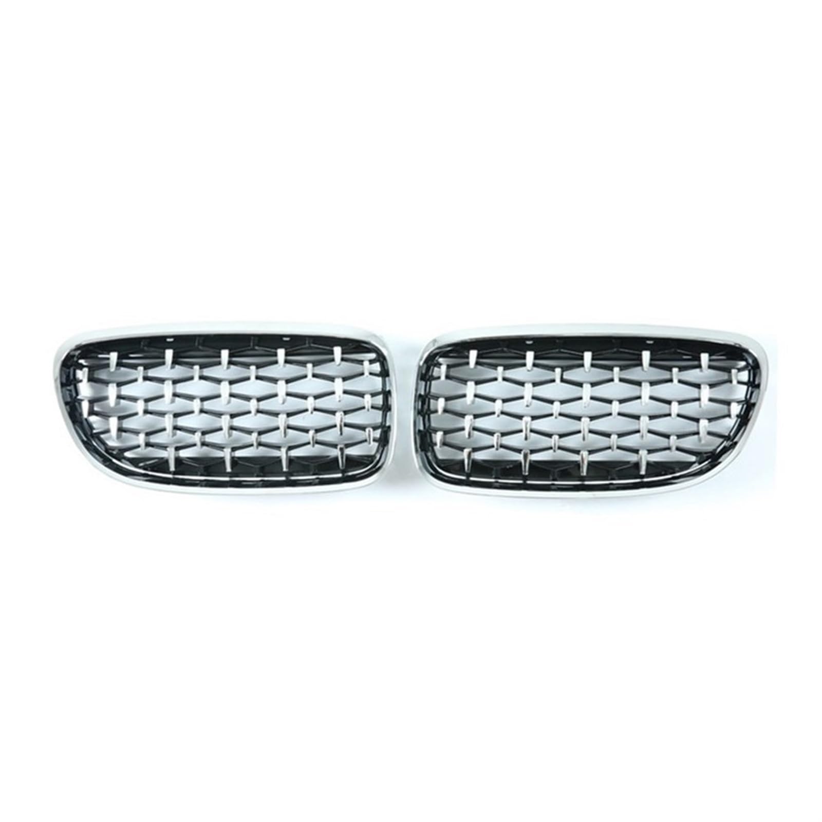 MEXWLOP EIN Paar Diamantgrills, for, for E90 E91 318i 320i 325i 2009–2012, Autogrill, Frontstoßstange, Renngrill, Autozubehör Auto-Frontgrill(All Silver) von MEXWLOP