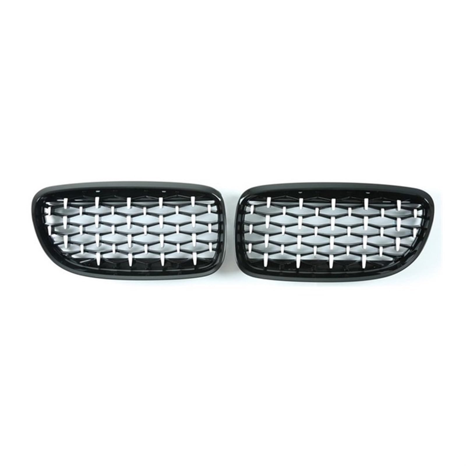 MEXWLOP EIN Paar Diamantgrills, for, for E90 E91 318i 320i 325i 2009–2012, Autogrill, Frontstoßstange, Renngrill, Autozubehör Auto-Frontgrill(Silver and Black) von MEXWLOP