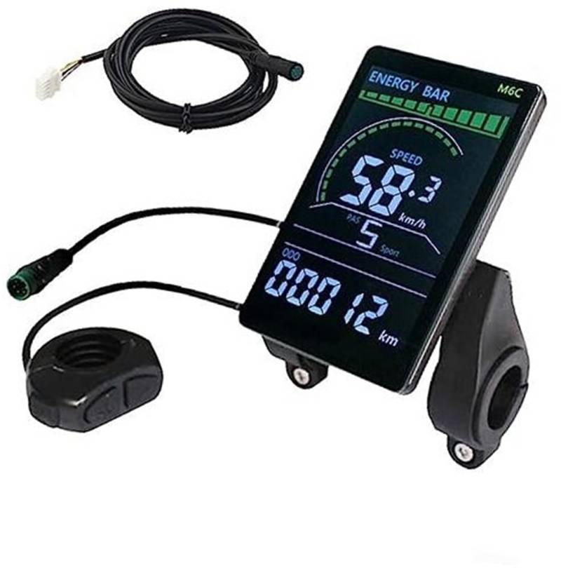 MEXWLOP Elektrofahrrad, großer bunter Bildschirm, TFT-Display, M6C, E-Bike, Roller, Fahrrad, mit 5-poligem SM-Kabel Instrumentenanzeige-Bildschirm von MEXWLOP