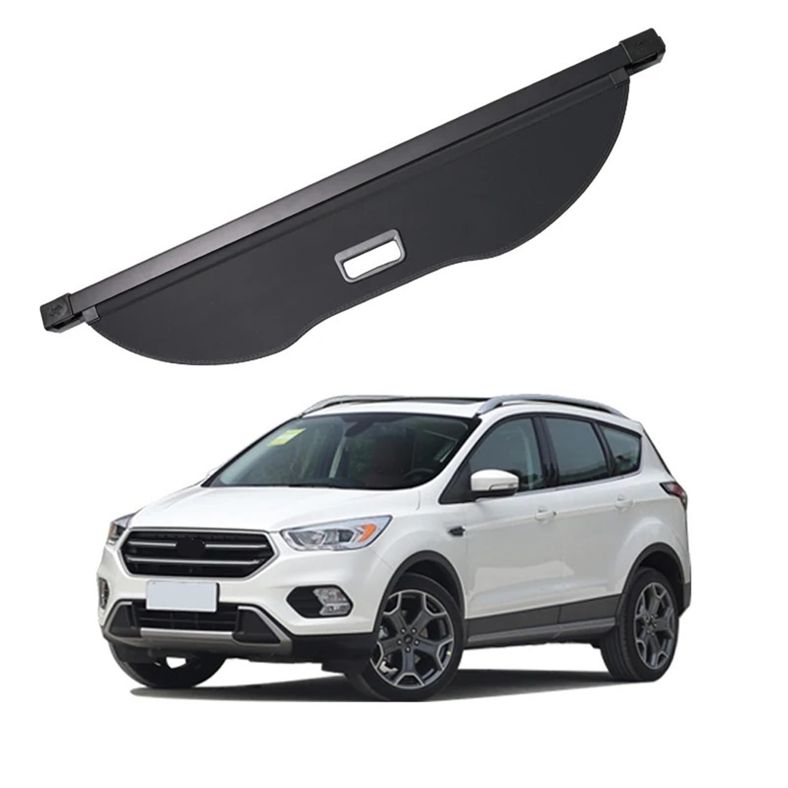 MEXWLOP For Ford, for KUGA 13-2019, Zubehör, schwarzer Sichtschutz, einziehbarer Kofferraum, Sicherheits-Tonneau-Abdeckung, Gepäckschutz, Schatten, Frachtabdeckung Kofferraum-Aufbewahrungsregal(Canvas von MEXWLOP