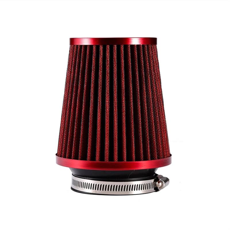 MEXWLOP Kaltluftfilter Universal Auto Rundkegel High Flow Waschbarer Turbo Luftfilter 76mm/3 Zoll Hochleistungs-Autozubehör Kfz-Luftfilter(Red) von MEXWLOP