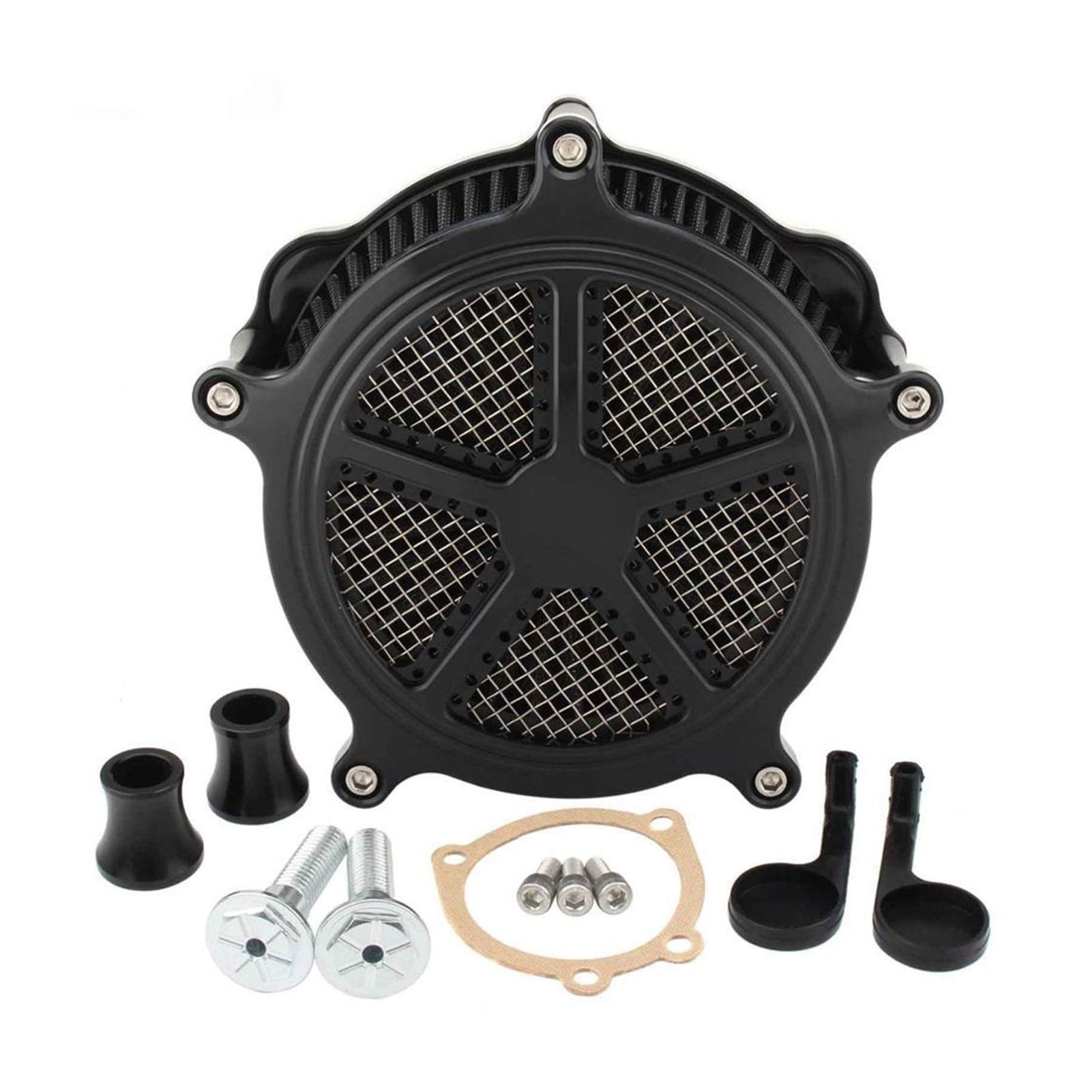 MEXWLOP Luftfilter Ansaugluftfilter CNC Crafts System Kits, for Harley, Sportster Iron 883 XL 883 1200 48 72 1991-2019 Schwarz Chrom Lufteinlassfilter für Motorräder(0336) von MEXWLOP